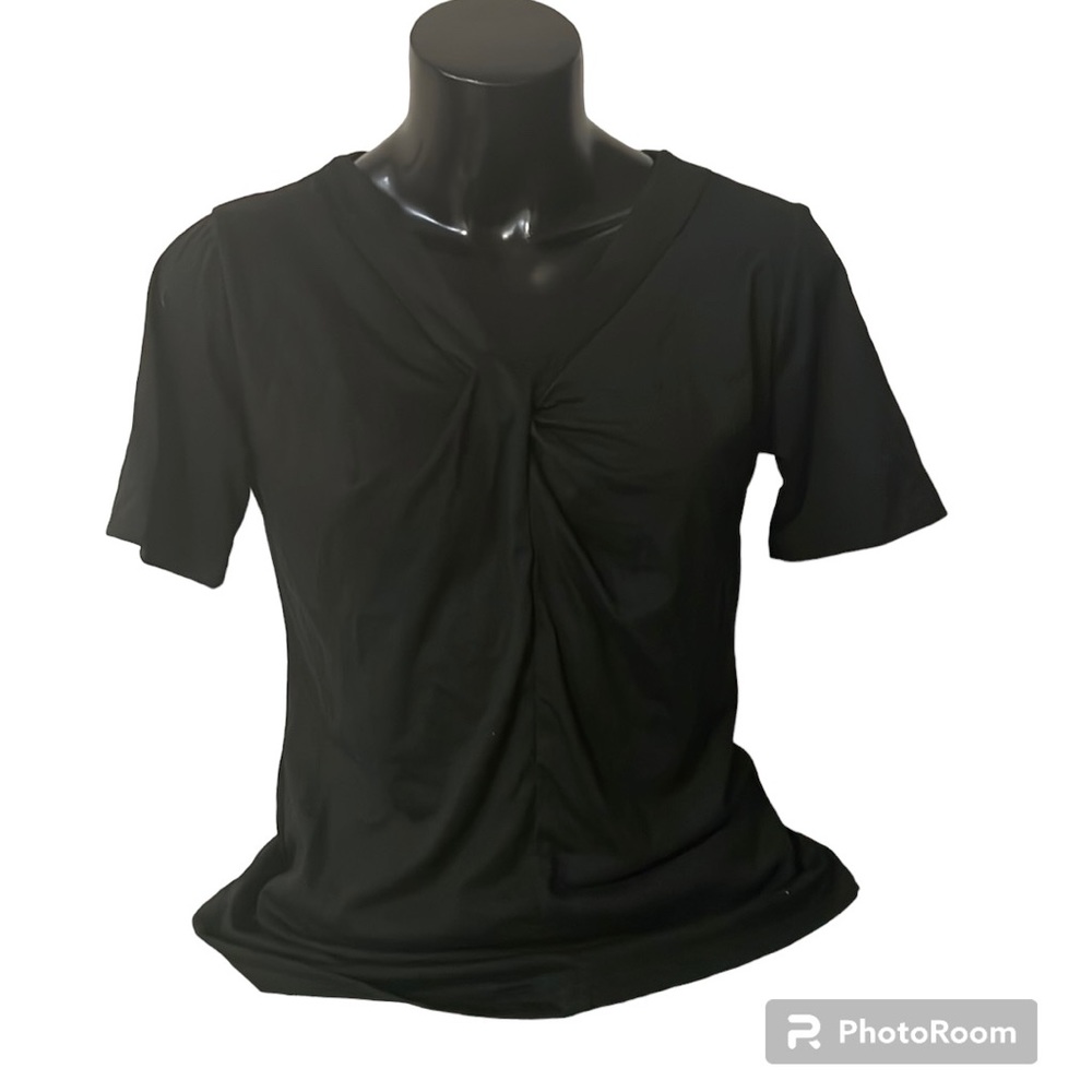 NWOT | Short Sleeve Twisted-Neckline T•Shirt | Ladies Small | Black